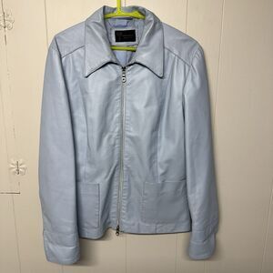 LINEA PELLE 100% Genuine Leather Jacket Lined Full Zip Made In Italy Women L GUC